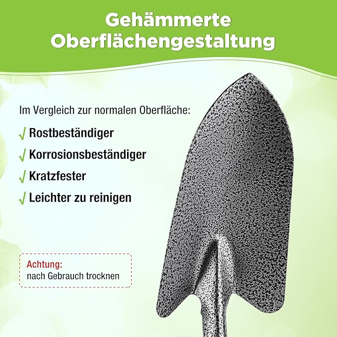 6-teiliges Gartenwerkzeug-Set mit gehämmerter Oberfläche – Jäter, Rechen, Hacke & Kelle für Hobbygärtner