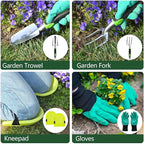 12-teiliges Gartenwerkzeug-Set mit Aufbewahrungstasche & Umtopfmatte – Robuste Gartengeräte für Frauen, Männer & Gartenfreunde