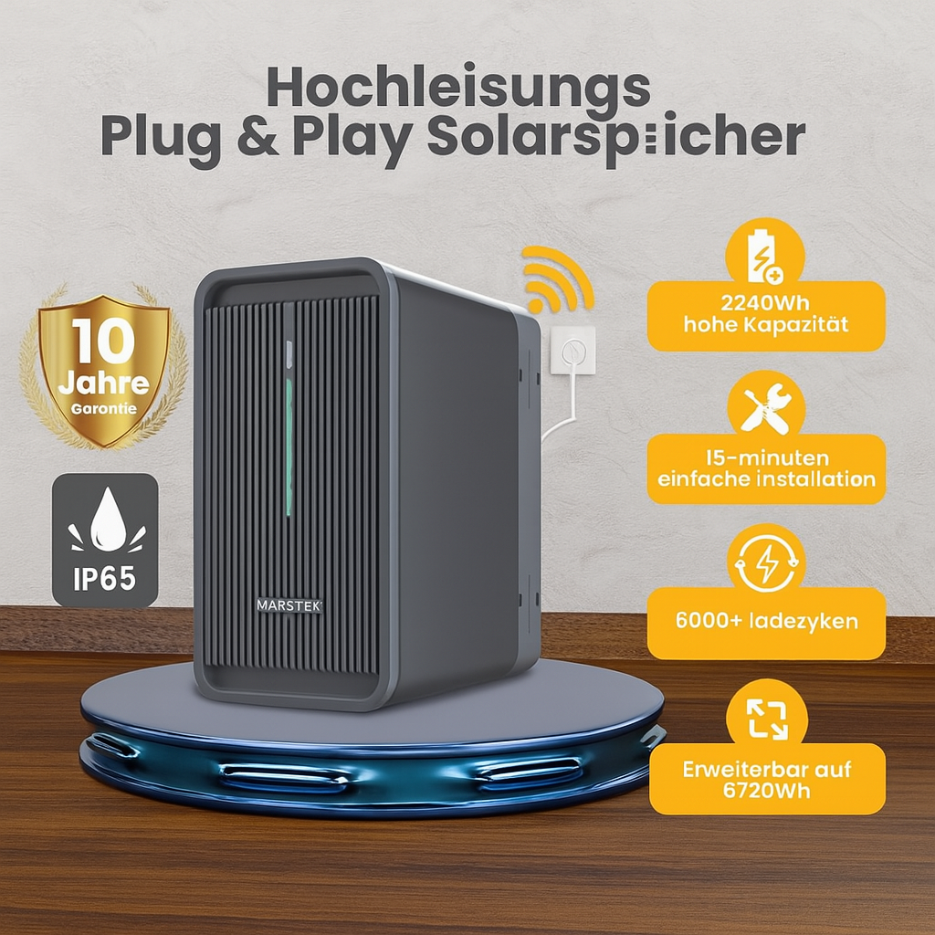 Speicherbatterie für Balkonkraftwerke – 2,24 kWh Kapazität, erweiterbar, wetterfest